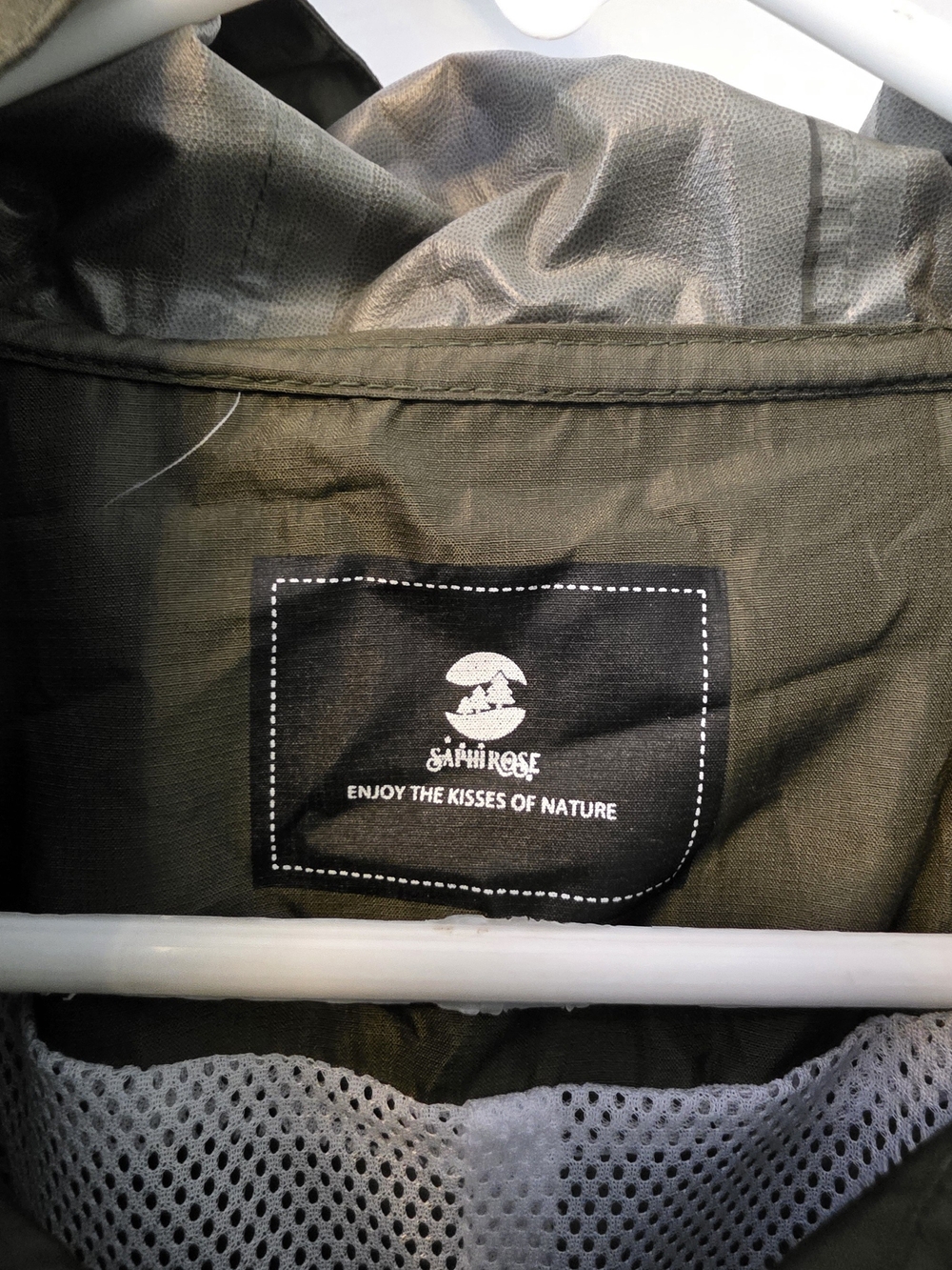 Women's Olive Hooded Raincoat with Breathable Mesh Lining - Picture 3 of 5